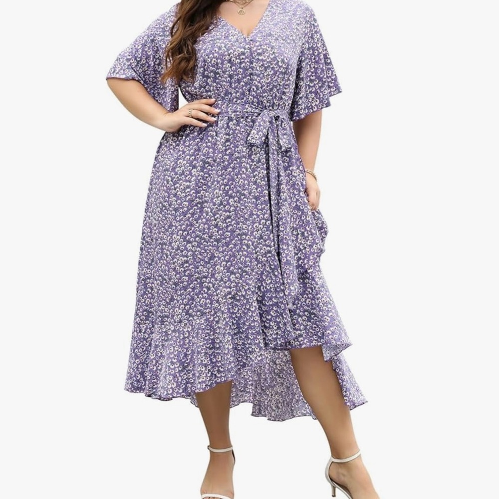 Floral Purple Wrap Dress